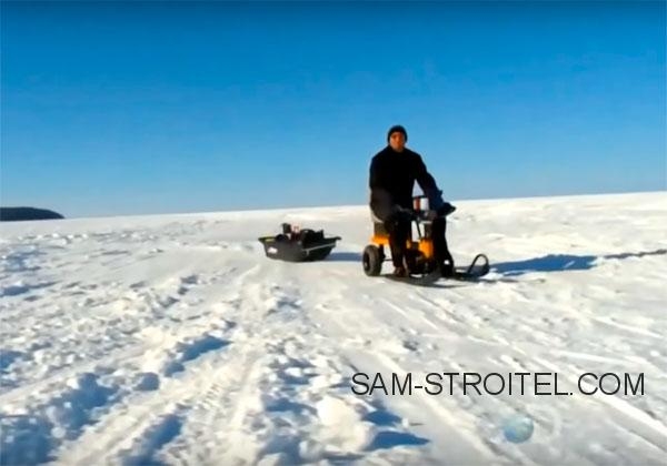 Самодельный снегоход с двигателем от мотобура