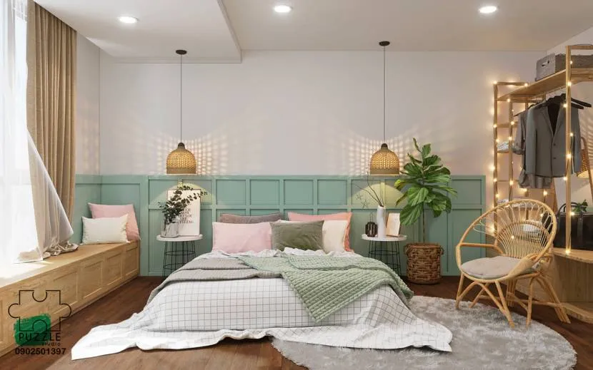 Спальня с зеленой кроватью: как правильно комбинировать оттенки